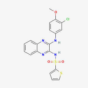 molecular formula C19H15ClN4O3S2 B2840430 N-{3-[(3-chloro-4-methoxyphenyl)amino]quinoxalin-2-yl}thiophene-2-sulfonamide CAS No. 714284-05-6