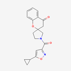molecular formula C19H18N2O4 B2840433 1'-(5-Cyclopropylisoxazole-3-carbonyl)spiro[chroman-2,3'-pyrrolidin]-4-one CAS No. 1705899-31-5