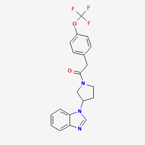 molecular formula C20H18F3N3O2 B2840434 1-(3-(1H-benzo[d]imidazol-1-yl)pyrrolidin-1-yl)-2-(4-(trifluoromethoxy)phenyl)ethanone CAS No. 2034559-40-3