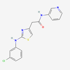 molecular formula C16H13ClN4OS B2840436 2-(2-((3-chlorophenyl)amino)thiazol-4-yl)-N-(pyridin-3-yl)acetamide CAS No. 1105227-30-2