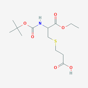 molecular formula C13H23NO6S B2840437 3-({2-[(Tert-butoxycarbonyl)amino]-3-ethoxy-3-oxopropyl}sulfanyl)propanoic acid CAS No. 1396979-23-9