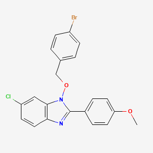 molecular formula C21H16BrClN2O2 B2840456 1-[(4-bromobenzyl)oxy]-6-chloro-2-(4-methoxyphenyl)-1H-1,3-benzimidazole CAS No. 329235-01-0