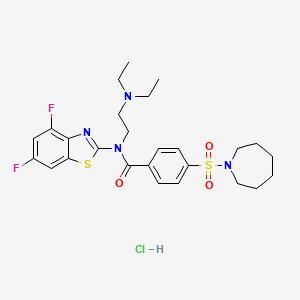 molecular formula C26H33ClF2N4O3S2 B2840469 4-(azepan-1-ylsulfonyl)-N-(2-(diethylamino)ethyl)-N-(4,6-difluorobenzo[d]thiazol-2-yl)benzamide hydrochloride CAS No. 1321914-47-9