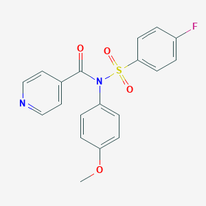 molecular formula C19H15FN2O4S B284047 4-fluoro-N-isonicotinoyl-N-(4-methoxyphenyl)benzenesulfonamide 
