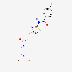 4-fluoro-N-(4-(3-(4-(methylsulfonyl)piperazin-1-yl)-3-oxopropyl)thiazol-2-yl)benzamide
