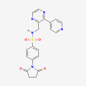 molecular formula C20H17N5O4S B2840483 4-(2,5-dioxopyrrolidin-1-yl)-N-{[3-(pyridin-4-yl)pyrazin-2-yl]methyl}benzene-1-sulfonamide CAS No. 2097892-63-0