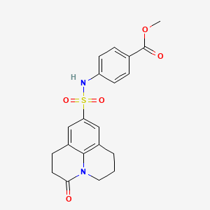 molecular formula C20H20N2O5S B2840497 Methyl 4-(3-oxo-1,2,3,5,6,7-hexahydropyrido[3,2,1-ij]quinoline-9-sulfonamido)benzoate CAS No. 898464-72-7