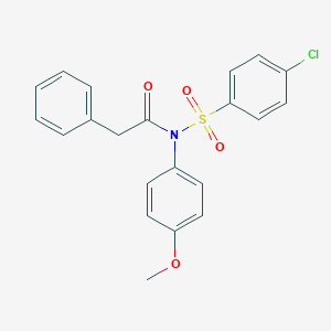 molecular formula C21H18ClNO4S B284050 N-(4-chlorophenyl)sulfonyl-N-(4-methoxyphenyl)-2-phenylacetamide 