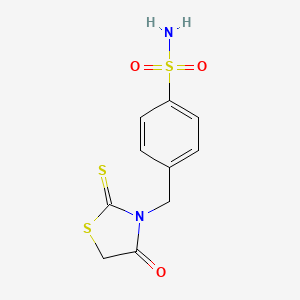 molecular formula C10H10N2O3S3 B2840506 4-((4-Oxo-2-thioxothiazolidin-3-yl)methyl)benzenesulfonamide CAS No. 90915-84-7