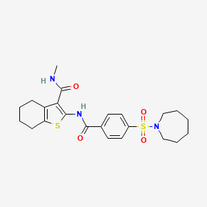 molecular formula C23H29N3O4S2 B2840508 2-(4-(azepan-1-ylsulfonyl)benzamido)-N-methyl-4,5,6,7-tetrahydrobenzo[b]thiophene-3-carboxamide CAS No. 868965-34-8