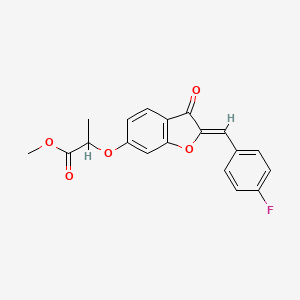 molecular formula C19H15FO5 B2840509 (Z)-甲基-2-((2-(4-氟苄基亚甲基)-3-氧代-2,3-二氢苯并呋喃-6-基氧)丙酸酯 CAS No. 623122-83-8