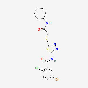 molecular formula C17H18BrClN4O2S2 B2840521 5-bromo-2-chloro-N-(5-((2-(cyclohexylamino)-2-oxoethyl)thio)-1,3,4-thiadiazol-2-yl)benzamide CAS No. 868975-00-2