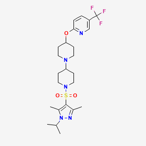 molecular formula C24H34F3N5O3S B2840525 1'-{[3,5-dimethyl-1-(propan-2-yl)-1H-pyrazol-4-yl]sulfonyl}-4-{[5-(trifluoromethyl)pyridin-2-yl]oxy}-1,4'-bipiperidine CAS No. 2097936-10-0