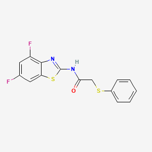 molecular formula C15H10F2N2OS2 B2840531 N-(4,6-二氟苯并[2]噻唑-2-基)-2-(苯硫基)乙酰胺 CAS No. 895488-36-5