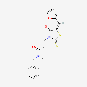 molecular formula C19H18N2O3S2 B2840533 (E)-N-苄基-3-(5-(呋喃-2-基甲亚)基-4-氧代-2-硫代噻唑烷-3-基)-N-甲基丙酰胺 CAS No. 682784-38-9