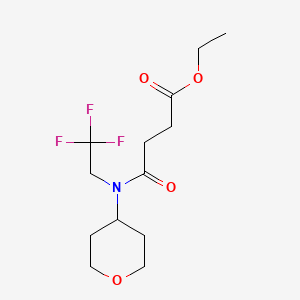 molecular formula C13H20F3NO4 B2840555 ethyl 4-oxo-4-((tetrahydro-2H-pyran-4-yl)(2,2,2-trifluoroethyl)amino)butanoate CAS No. 1396873-86-1