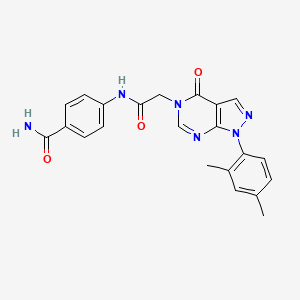 molecular formula C22H20N6O3 B2840563 4-[[2-[1-(2,4-Dimethylphenyl)-4-oxopyrazolo[3,4-d]pyrimidin-5-yl]acetyl]amino]benzamide CAS No. 895002-03-6