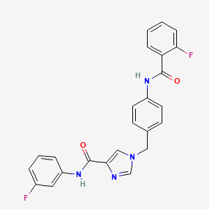 molecular formula C24H18F2N4O2 B2840573 1-(4-(2-氟苯甲酰基)苯甲基)-N-(3-氟苯基)-1H-咪唑-4-羧酰胺 CAS No. 1251592-99-0