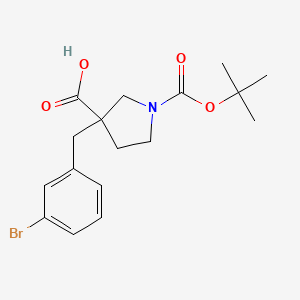 molecular formula C17H22BrNO4 B2840579 3-[(3-Bromophenyl)methyl]-1-[(2-methylpropan-2-yl)oxycarbonyl]pyrrolidine-3-carboxylic acid CAS No. 1702478-10-1