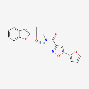 molecular formula C19H16N2O5 B2840583 N-(2-(苯并呋喃-2-基)-2-羟基丙基)-5-(呋喃-2-基)异噁唑-3-羧酰胺 CAS No. 2034545-54-3
