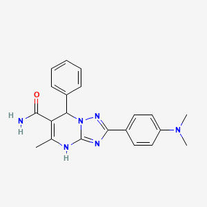 molecular formula C21H22N6O B2840584 2-(4-(Dimethylamino)phenyl)-5-methyl-7-phenyl-4,7-dihydro-[1,2,4]triazolo[1,5-a]pyrimidine-6-carboxamide CAS No. 539818-46-7