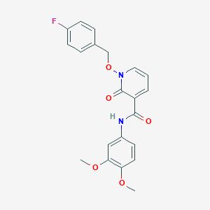 molecular formula C21H19FN2O5 B2840587 N-(3,4-dimethoxyphenyl)-1-[(4-fluorophenyl)methoxy]-2-oxopyridine-3-carboxamide CAS No. 868678-53-9