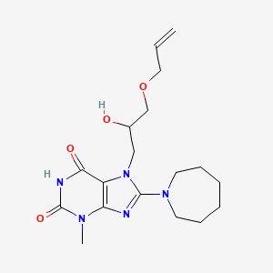 molecular formula C18H27N5O4 B2840594 7-(3-(allyloxy)-2-hydroxypropyl)-8-(azepan-1-yl)-3-methyl-1H-purine-2,6(3H,7H)-dione CAS No. 876892-23-8