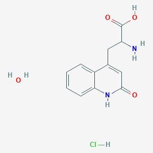 molecular formula C12H15ClN2O4 B2840597 2-Amino-3-(2-quinolon-4-yl)propionic acid hydrochloride hydrate CAS No. 1356182-56-3