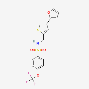 molecular formula C16H12F3NO4S2 B2840599 N-{[4-(furan-2-yl)thiophen-2-yl]methyl}-4-(trifluoromethoxy)benzene-1-sulfonamide CAS No. 2380010-94-4