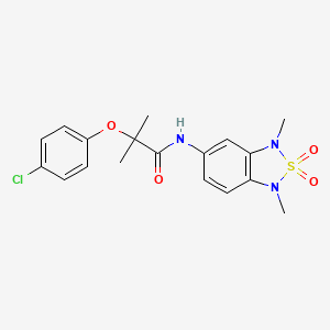 molecular formula C18H20ClN3O4S B2840604 2-(4-chlorophenoxy)-N-(1,3-dimethyl-2,2-dioxido-1,3-dihydrobenzo[c][1,2,5]thiadiazol-5-yl)-2-methylpropanamide CAS No. 2034483-13-9