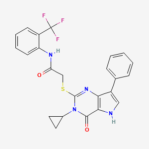 molecular formula C24H19F3N4O2S B2840607 2-((3-cyclopropyl-4-oxo-7-phenyl-4,5-dihydro-3H-pyrrolo[3,2-d]pyrimidin-2-yl)thio)-N-(2-(trifluoromethyl)phenyl)acetamide CAS No. 2034485-43-1