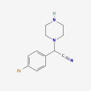molecular formula C12H14BrN3 B2840610 2-(4-Bromophenyl)-2-(piperazin-1-yl)acetonitrile CAS No. 1000406-20-1