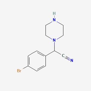 molecular formula C12H14BrN3 B2840610 2-(4-溴苯基)-2-(哌嗪-1-基)乙腈 CAS No. 1000406-20-1