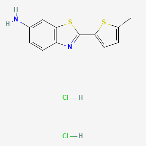 molecular formula C12H12Cl2N2S2 B2840615 2-(5-Methylthiophen-2-yl)-1,3-benzothiazol-6-amine;dihydrochloride CAS No. 2305252-76-8