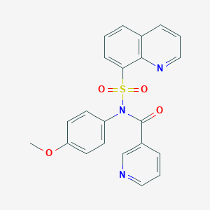 molecular formula C22H17N3O4S B284062 N-(4-methoxyphenyl)-N-(3-pyridinylcarbonyl)-8-quinolinesulfonamide 