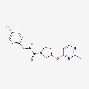 molecular formula C17H19ClN4O2 B2840621 N-[(4-氯苯基)甲基]-3-[(2-甲基嘧啶-4-基)氧基]吡咯啉-1-甲酰胺 CAS No. 2034298-40-1
