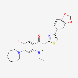 molecular formula C27H26FN3O3S B2840622 7-(azepan-1-yl)-3-[4-(2H-1,3-benzodioxol-5-yl)-1,3-thiazol-2-yl]-1-ethyl-6-fluoro-1,4-dihydroquinolin-4-one CAS No. 2320930-59-2
