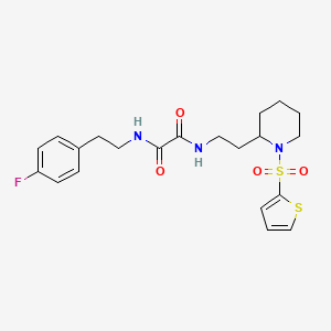 molecular formula C21H26FN3O4S2 B2840630 N1-(4-fluorophenethyl)-N2-(2-(1-(thiophen-2-ylsulfonyl)piperidin-2-yl)ethyl)oxalamide CAS No. 898446-59-8