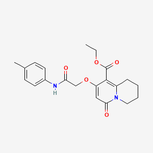 molecular formula C21H24N2O5 B2840638 ethyl 8-{2-[(4-methylphenyl)amino]-2-oxoethoxy}-6-oxo-1,3,4,6-tetrahydro-2H-quinolizine-9-carboxylate CAS No. 1989758-40-8