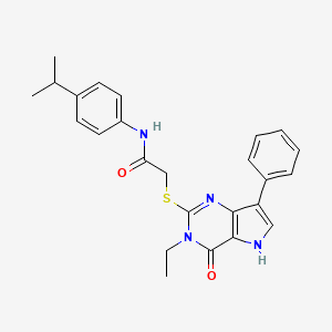 molecular formula C25H26N4O2S B2840642 2-((3-乙基-4-氧代-7-苯基-4,5-二氢-3H-吡咯[3,2-d]嘧啶-2-基)硫)-N-(4-异丙基苯基)乙酰胺 CAS No. 2034485-02-2