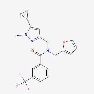 N-((5-cyclopropyl-1-methyl-1H-pyrazol-3-yl)methyl)-N-(furan-2-ylmethyl)-3-(trifluoromethyl)benzamide