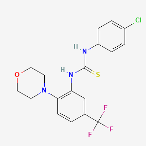 molecular formula C18H17ClF3N3OS B2840644 1-(4-Chlorophenyl)-3-(2-morpholin-4-YL-5-(trifluoromethyl)phenyl)thiourea CAS No. 1013566-44-3