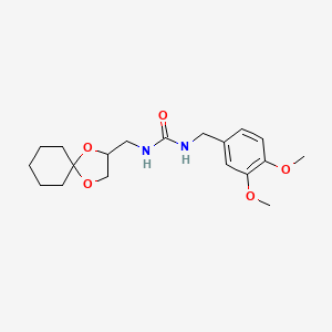 molecular formula C19H28N2O5 B2840650 1-(1,4-Dioxaspiro[4.5]decan-2-ylmethyl)-3-(3,4-dimethoxybenzyl)urea CAS No. 1209543-23-6