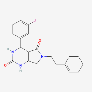 molecular formula C20H22FN3O2 B2840651 6-(2-(cyclohex-1-en-1-yl)ethyl)-4-(3-fluorophenyl)-3,4,6,7-tetrahydro-1H-pyrrolo[3,4-d]pyrimidine-2,5-dione CAS No. 1171697-05-4