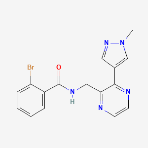 molecular formula C16H14BrN5O B2840653 2-溴-N-((3-(1-甲基-1H-吡唑-4-基)吡咯-2-基)甲基)苯甲酰胺 CAS No. 2034371-01-0