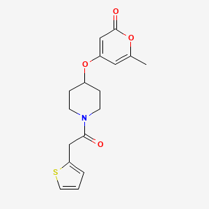 molecular formula C17H19NO4S B2840669 6-methyl-4-((1-(2-(thiophen-2-yl)acetyl)piperidin-4-yl)oxy)-2H-pyran-2-one CAS No. 1795448-18-8