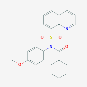 molecular formula C23H24N2O4S B284067 N-(4-methoxyphenyl)-N-quinolin-8-ylsulfonylcyclohexanecarboxamide 