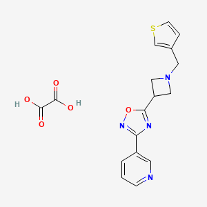 molecular formula C17H16N4O5S B2840675 3-(Pyridin-3-yl)-5-(1-(thiophen-3-ylmethyl)azetidin-3-yl)-1,2,4-oxadiazole oxalate CAS No. 1396681-09-6