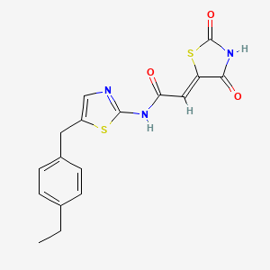 molecular formula C17H15N3O3S2 B2840678 (Z)-2-(2,4-dioxothiazolidin-5-ylidene)-N-(5-(4-ethylbenzyl)thiazol-2-yl)acetamide CAS No. 868237-73-4