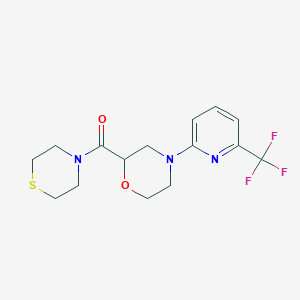 molecular formula C15H18F3N3O2S B2840680 2-(Thiomorpholine-4-carbonyl)-4-[6-(trifluoromethyl)pyridin-2-yl]morpholine CAS No. 2415633-48-4